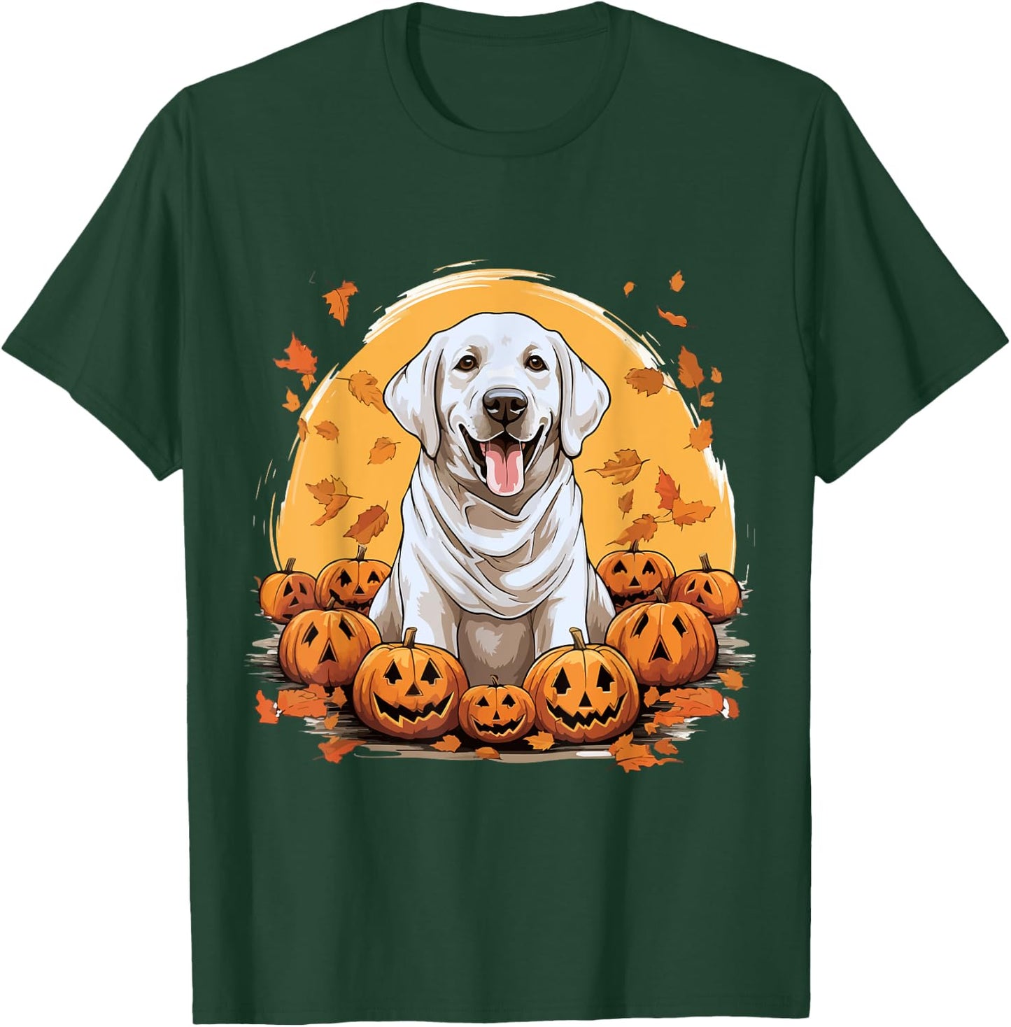 Labrador Retriever Dog Breed Pet Halloween Pumpkins T-Shirt - T-Shirt | Forest