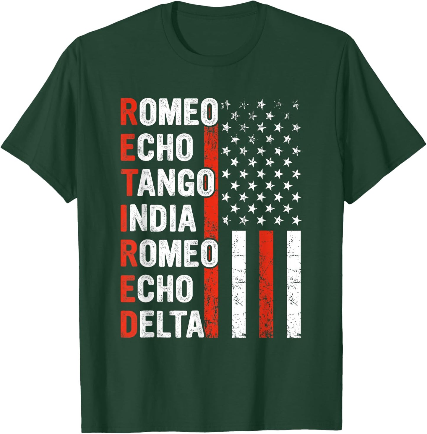 Phonetic Alphabet Retired Veteran Retirement Army Military T-Shirt - T-Shirt | Forest
