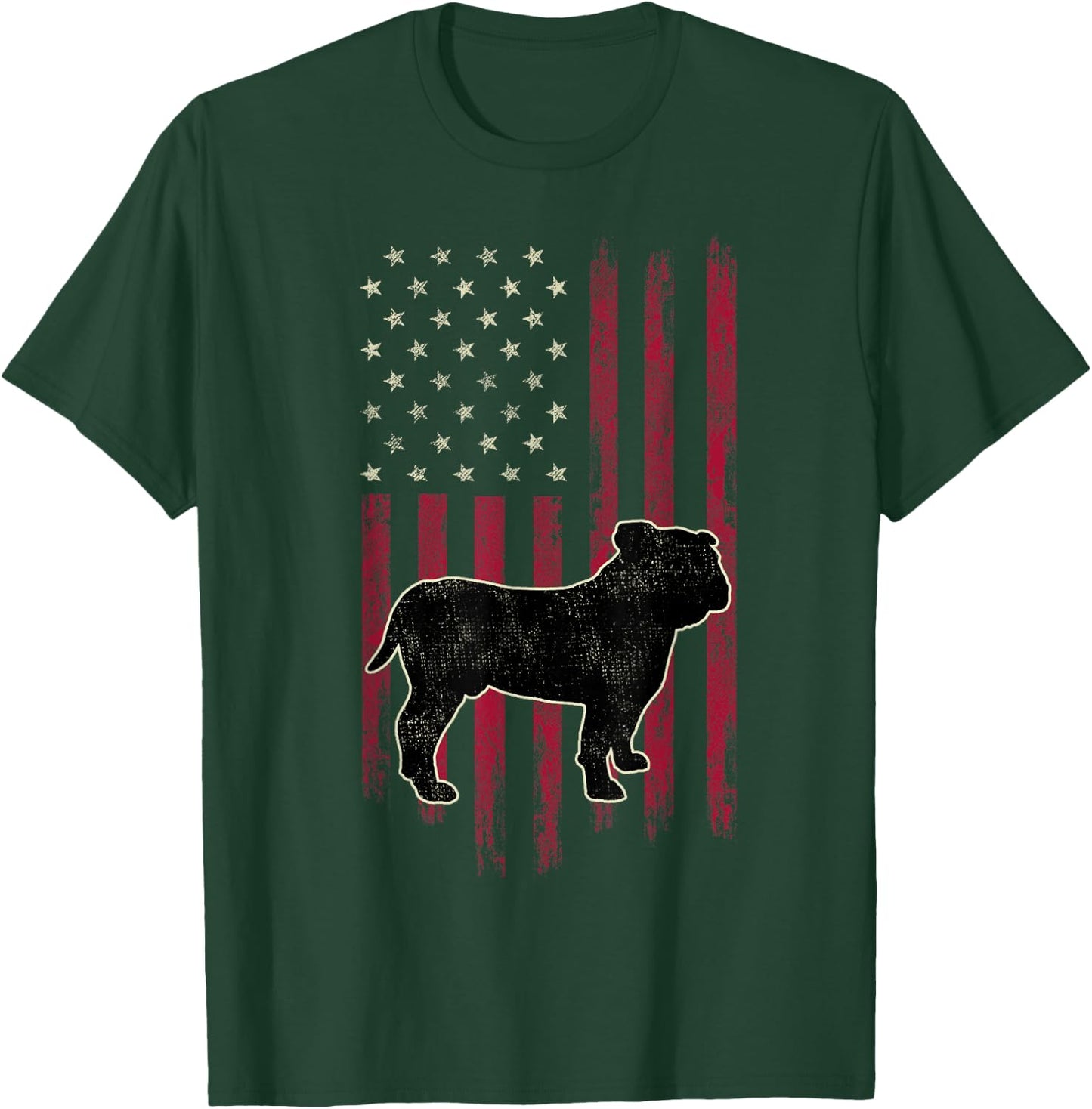 English Bulldog Dog Lovers American Flag 4th Of July T-Shirt - T-Shirt | Forest