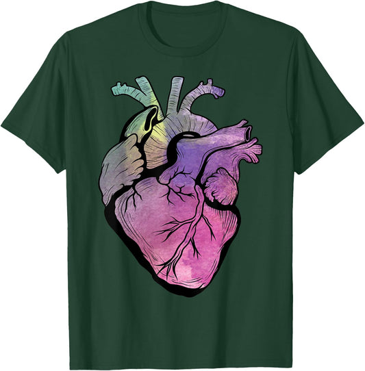 Real Human Heart Graphic Medical Anatomical Cardiologist T-Shirt - T-Shirt | Forest