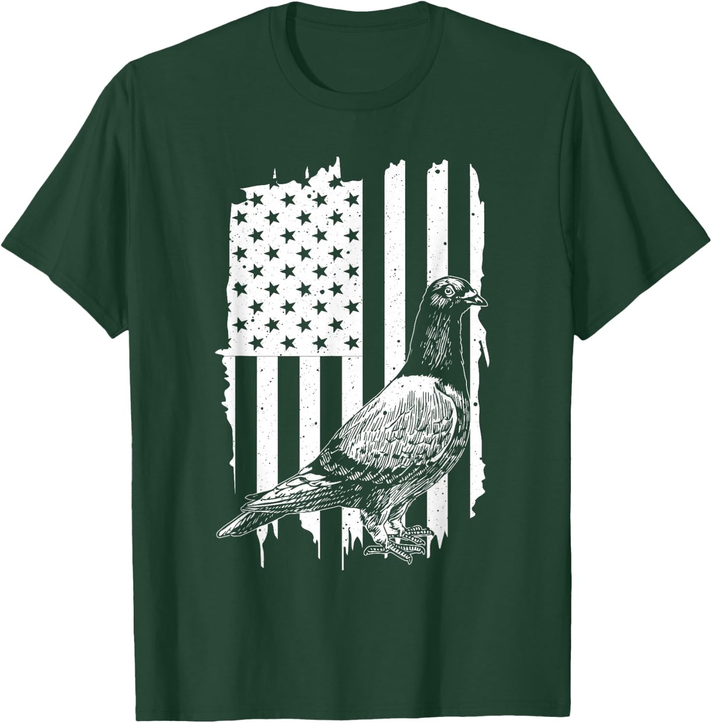 Cool Pigeon Design Men Women Patriotic US Flag Pigeon Lovers T-Shirt - T-Shirt | Forest