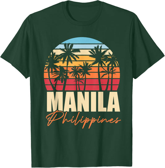 Palm Trees Filipino Pinoy Retro Tropical Manila Philippines T-Shirt - T-Shirt | Forest