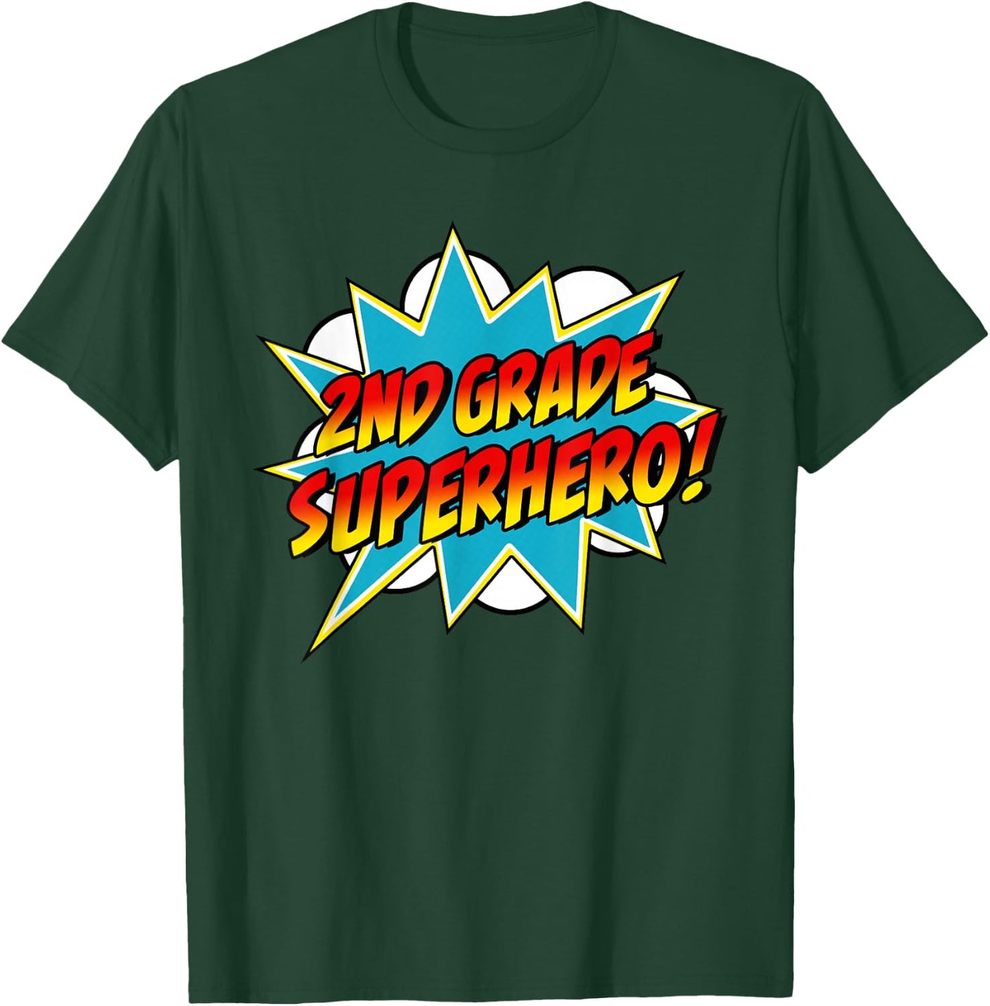 Second Grade Superhero Teacher Student 2nd Grade Comic Retro T-Shirt - T-Shirt | Forest