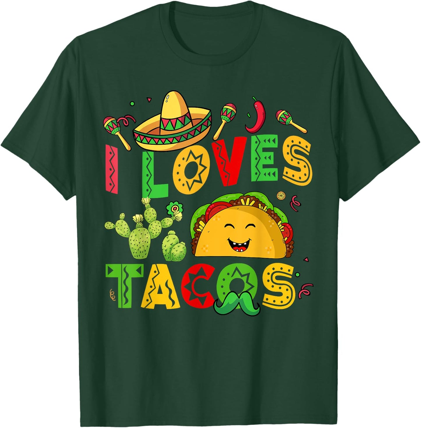 Cinco De Mayo I Loves Tacos Tuesday Funny Kids Boy Men Women T-Shirt - T-Shirt | Forest