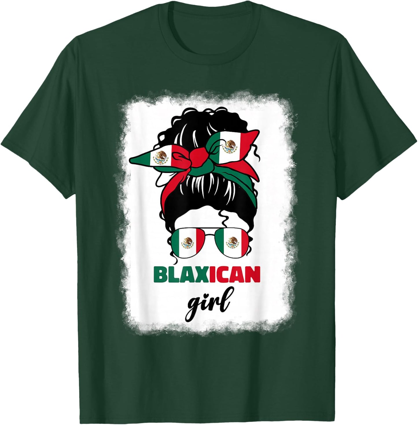 Blaxican Mexican American Black Girl Mexico Flag Chicano Fun T-Shirt - T-Shirt | Forest