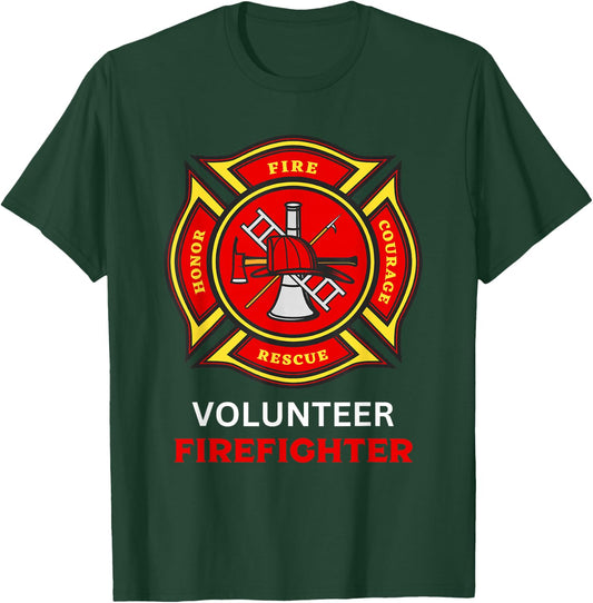 Fire Department Logo Volunteer Fireman Symbol Firefighter T-Shirt - T-Shirt | Forest