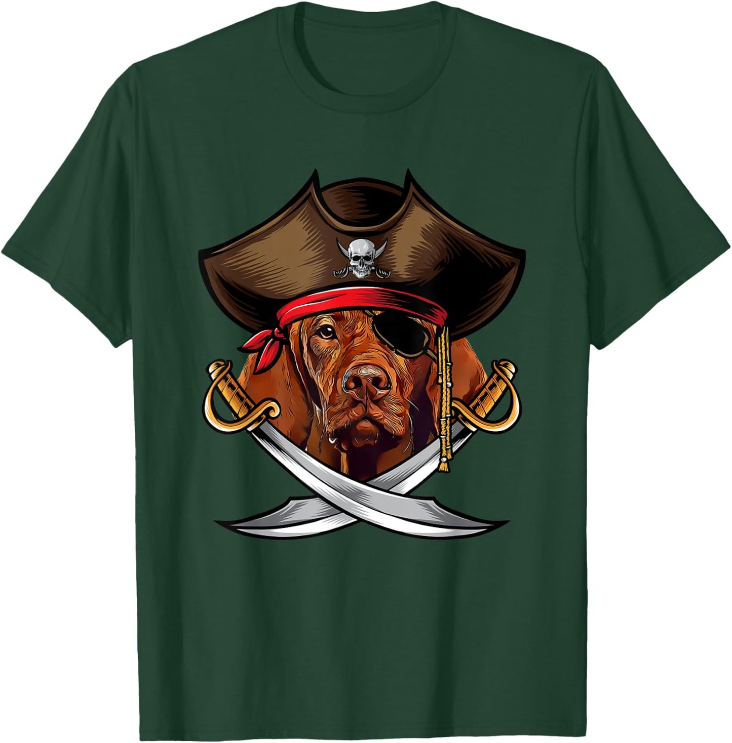 Funny Vizsla Dog Pirate Captain Halloween Women Kids T-Shirt - T-Shirt | Forest