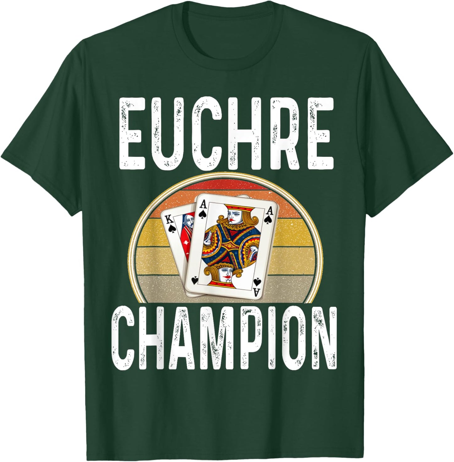Euchre Champion Game Night Player Card Game Cards Retro T-Shirt - T-Shirt | Forest