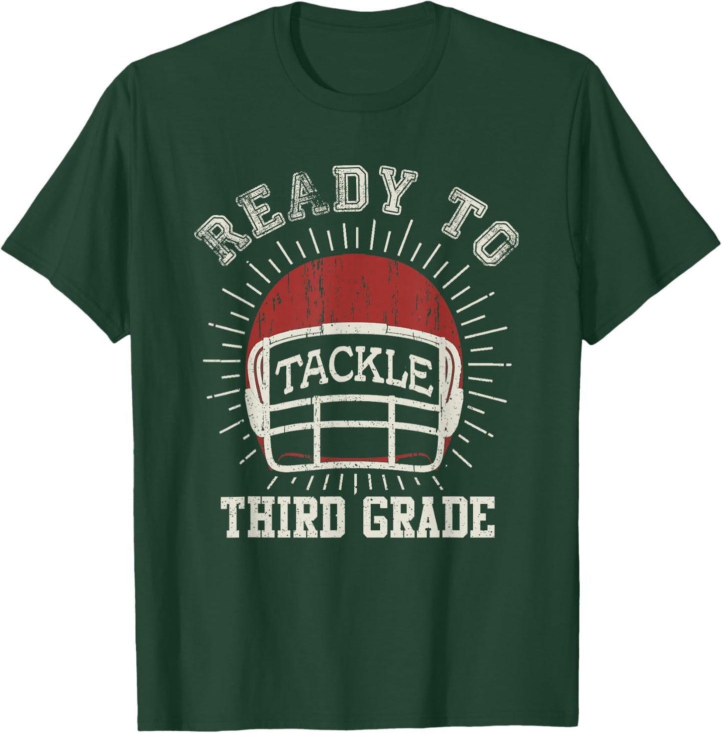 Ready To Tackle 3rd Grade Back To School Football T-Shirt - T-Shirt | Forest
