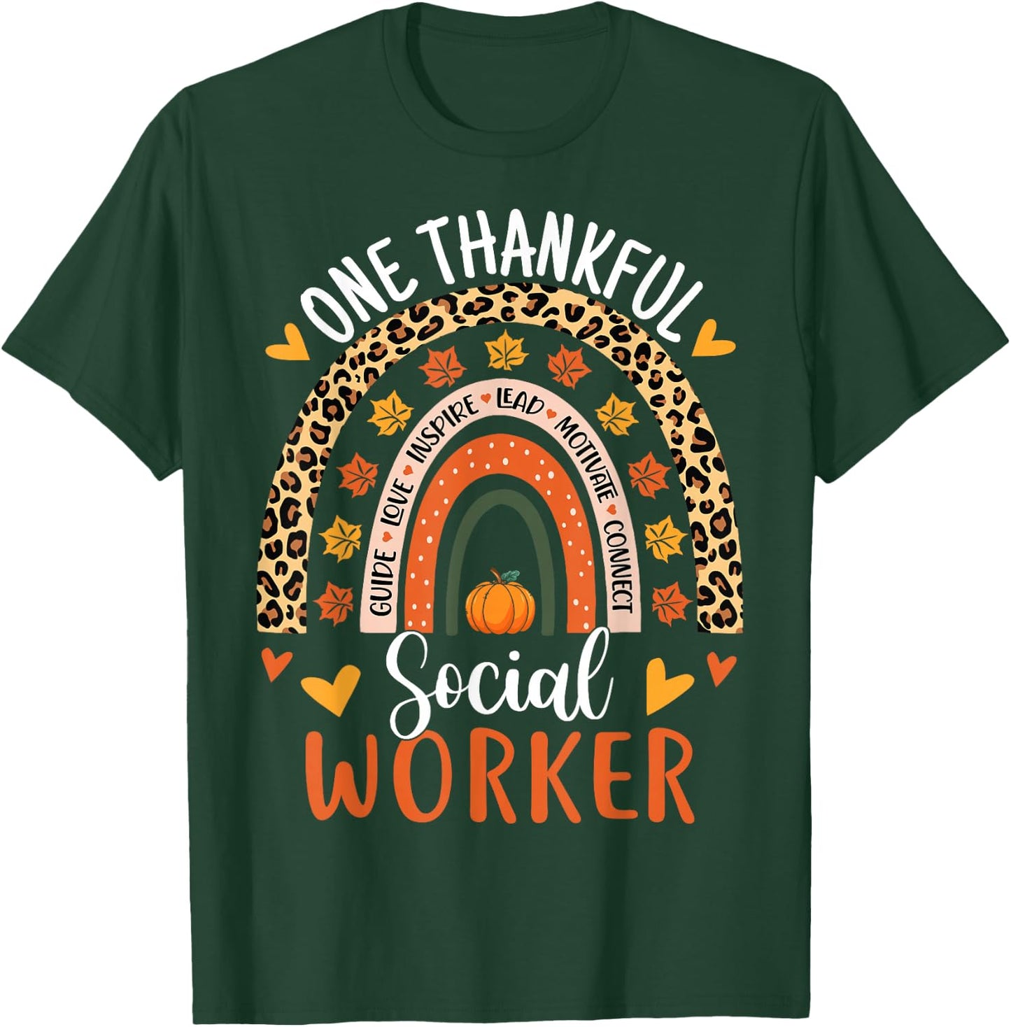 One Thankful School Social Worker Thanksgiving School Worker T-Shirt - T-Shirt | Forest