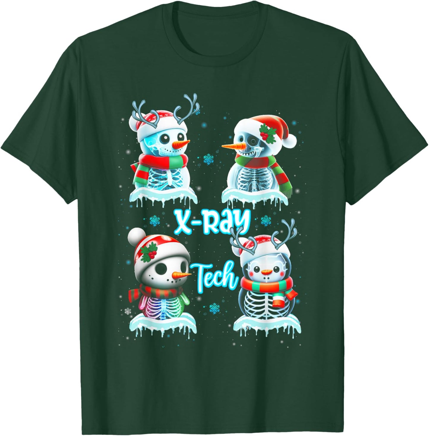 Radiology Technician X Ray Tech Funny Christmas Cute Snowman T-Shirt - T-Shirt | Forest