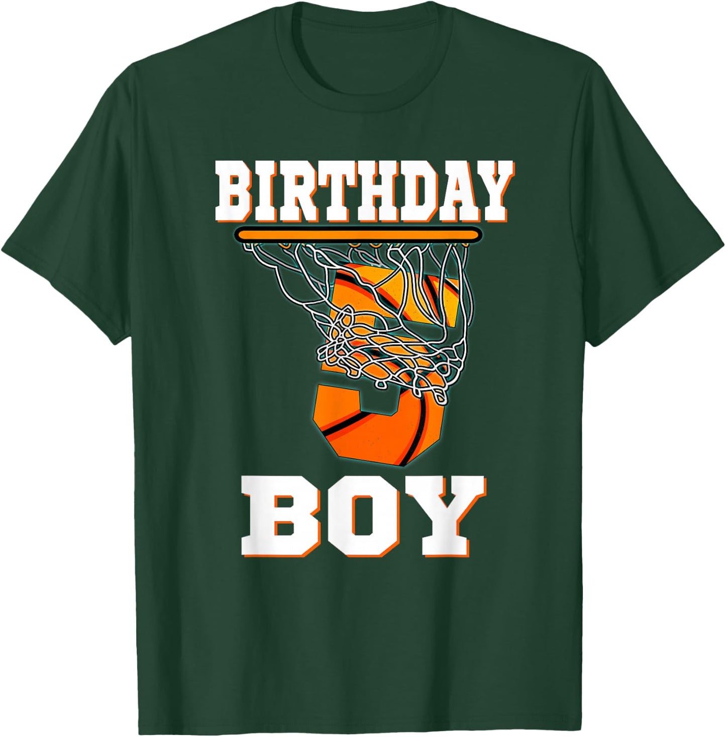 5 Years Old Basketball Boy 5th Birthday Party Celebration T-Shirt - T-Shirt | Forest