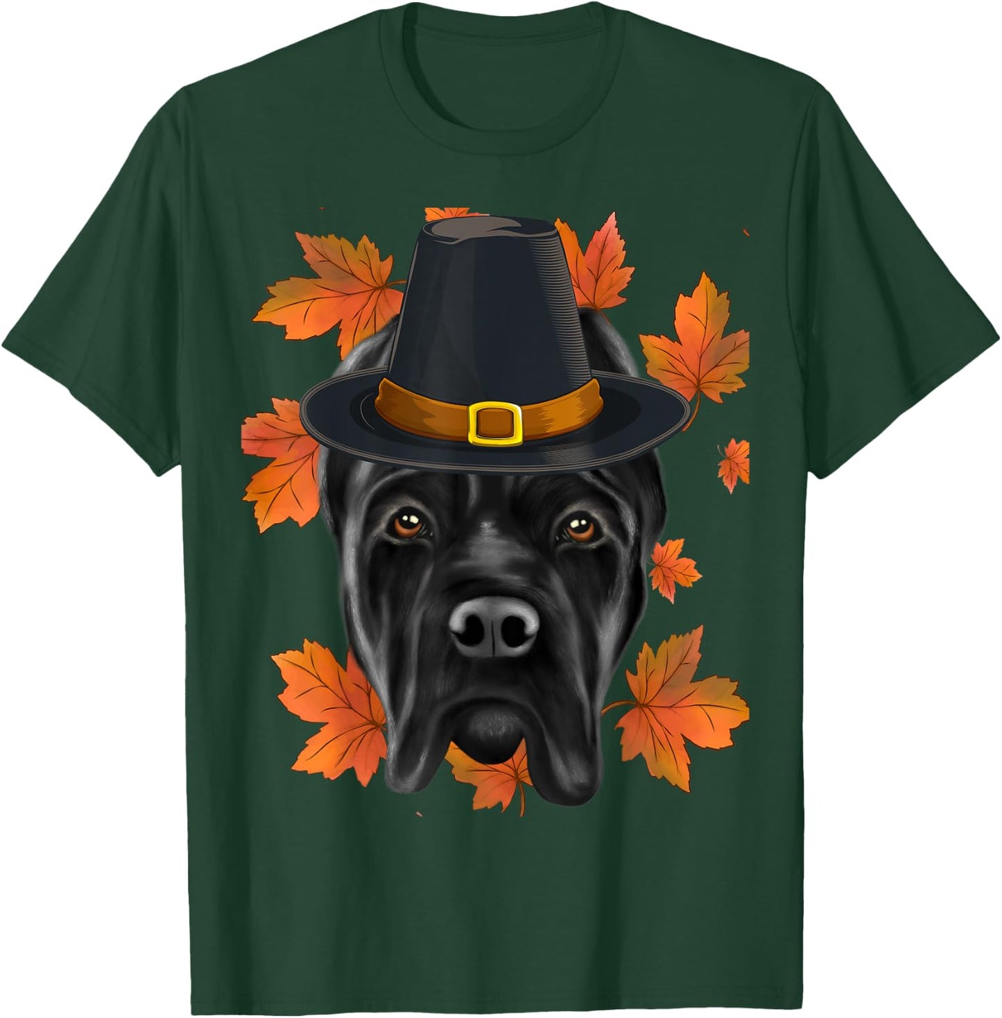 Fall Cane Corso Pilgrim Thanksgiving T-Shirt - T-Shirt | Forest