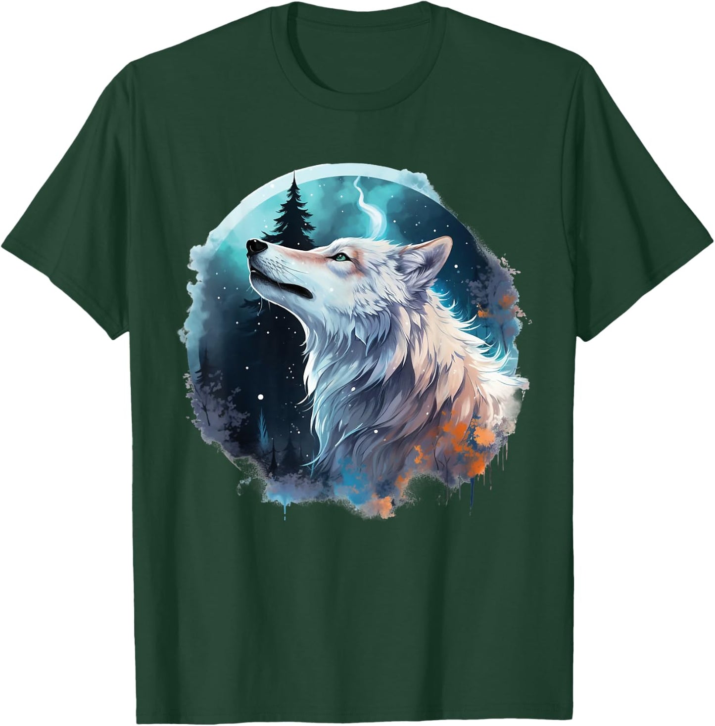 Wolf Howling At The Moon T-Shirt - T-Shirt | Forest