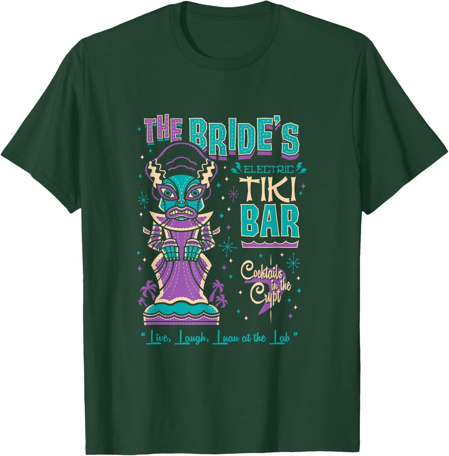 Bride of Frankenstein Tiki Bar Vintage Creepy Cute Surf T-Shirt - T-Shirt | Forest
