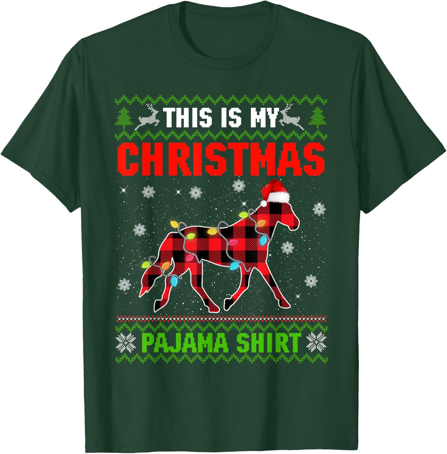 This Is My Christmas Lights Pajama Xmas Horse Lover T-Shirt - T-Shirt | Forest