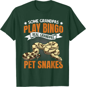 Real Grandpas Pet Snakes Old Guy Men Serpent Reptile T-Shirt - T-Shirt | Forest