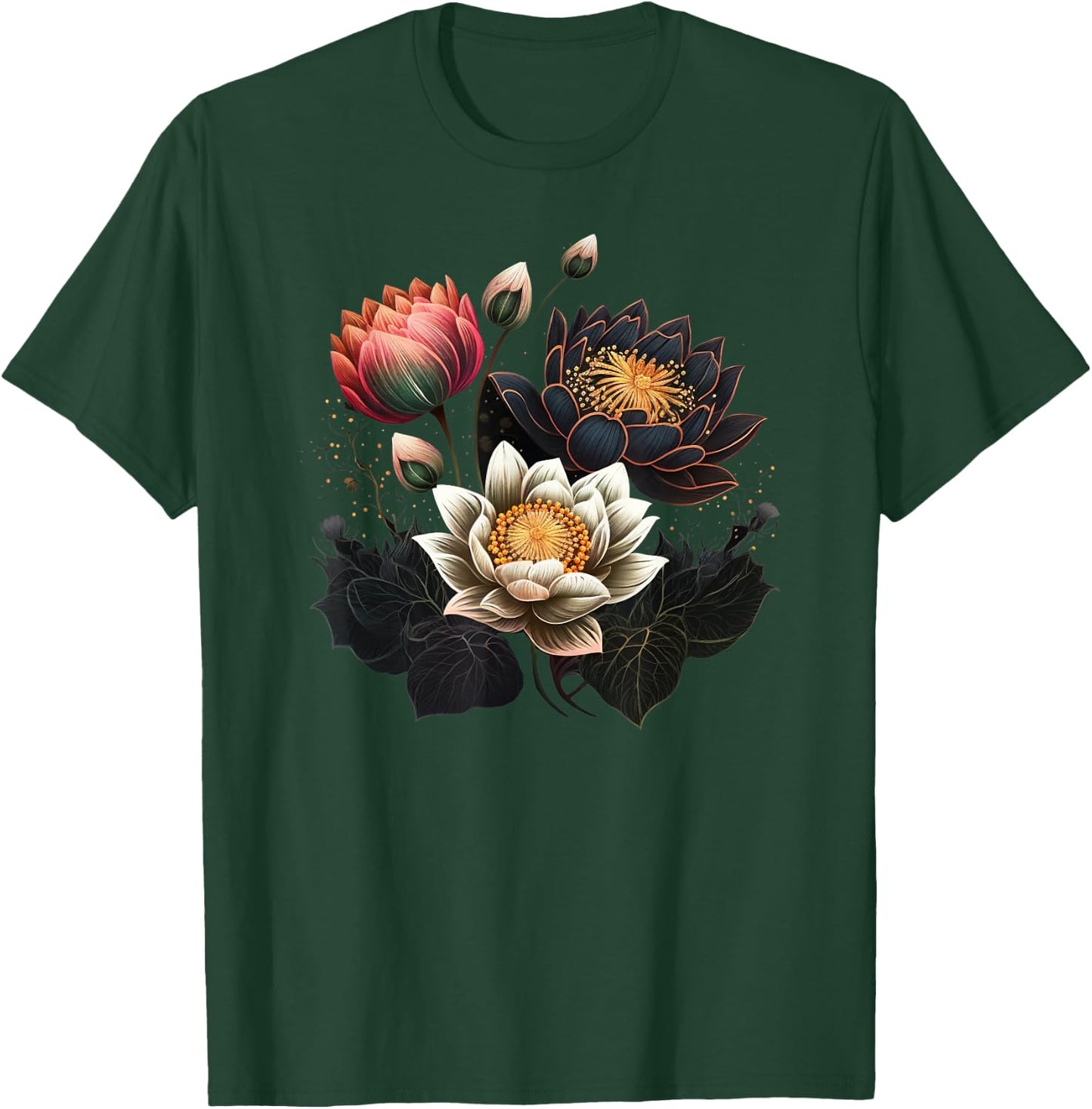 Lotus flowers Buddhism spiritual symbol yoga namaste blossom T-Shirt - T-Shirt | Forest