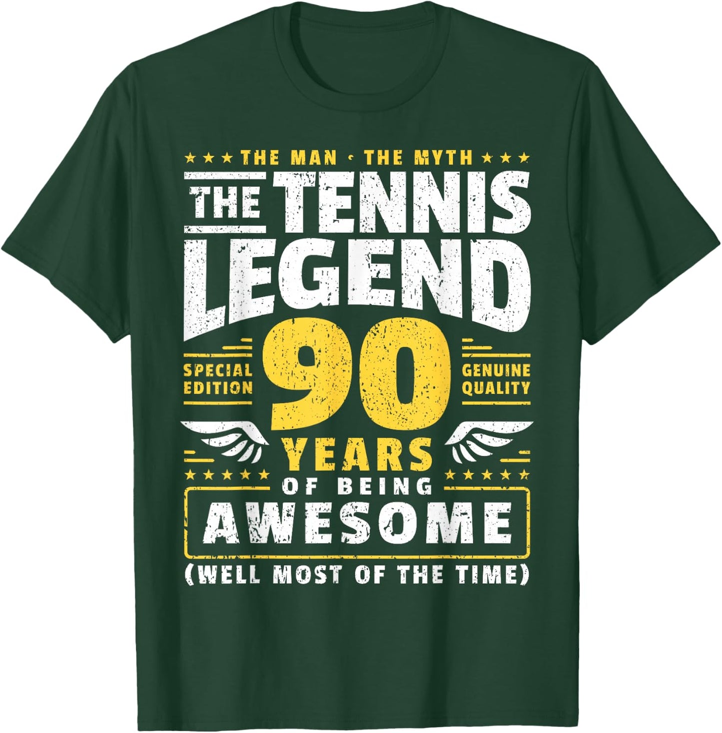 90th Birthday Tennis Player 90 Years T-Shirt - T-Shirt | Forest