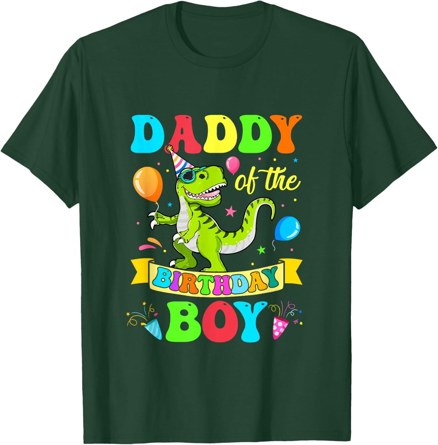 Love Family Matching Daddy Of The Birthday Boy T-Rex Dinosaur Birthday Party T-Shirt - T-Shirt | Forest