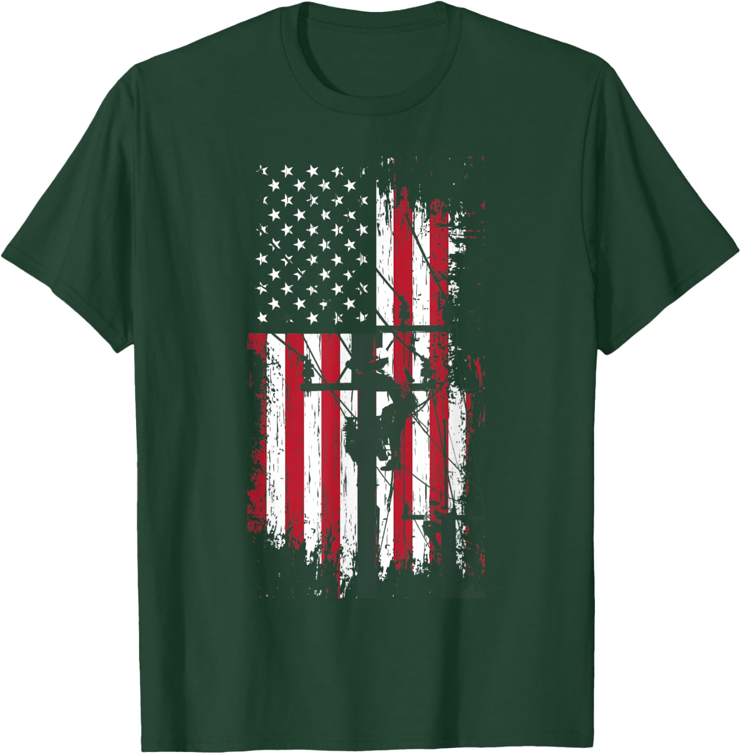 Patriot US Citizen USA Flag Design For Electrician Men T-Shirt - T-Shirt | Forest