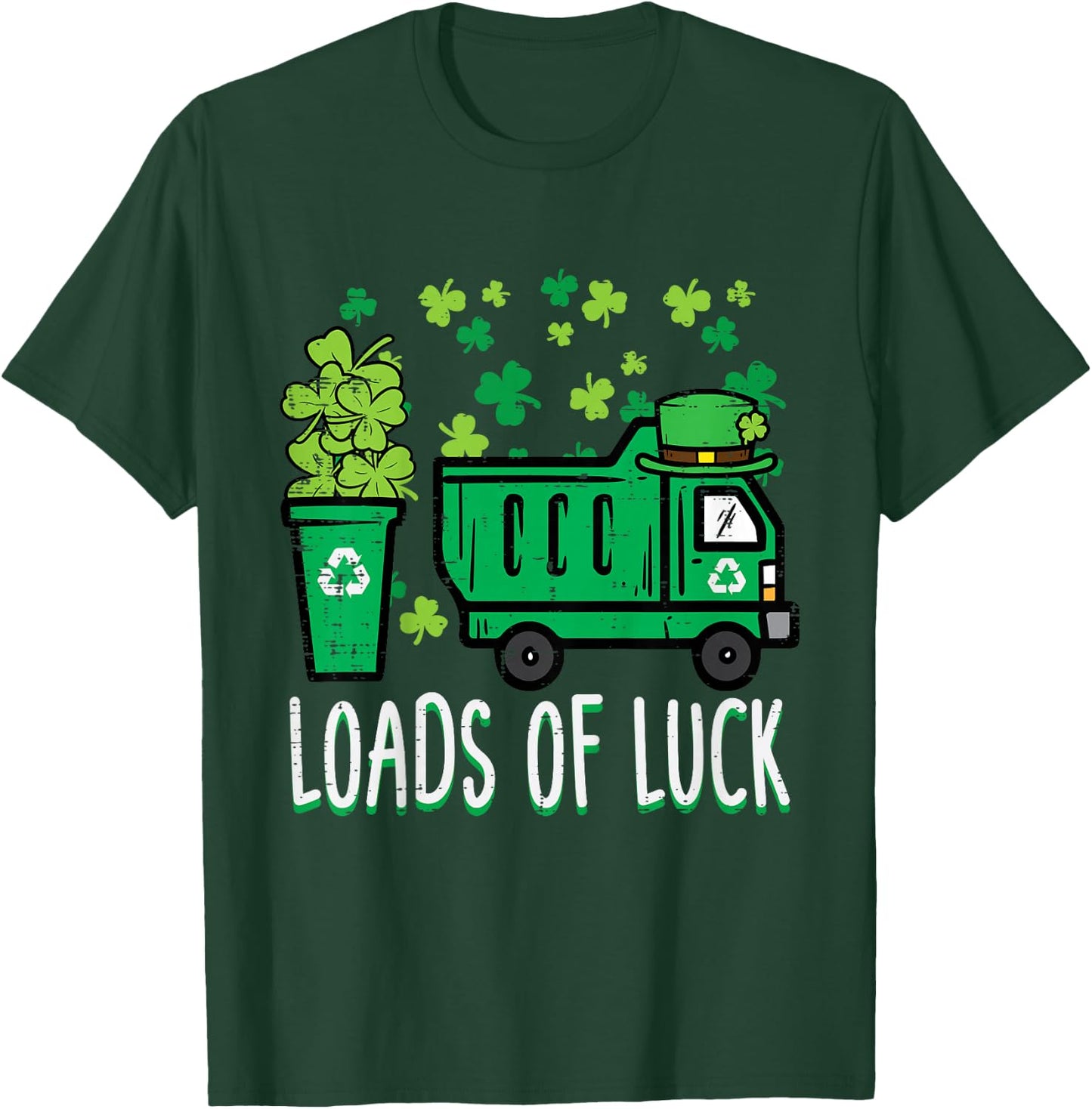 Kids St Patricks Day Garbage Truck Load Of Luck Toddler Boys T-Shirt - T-Shirt | Forest