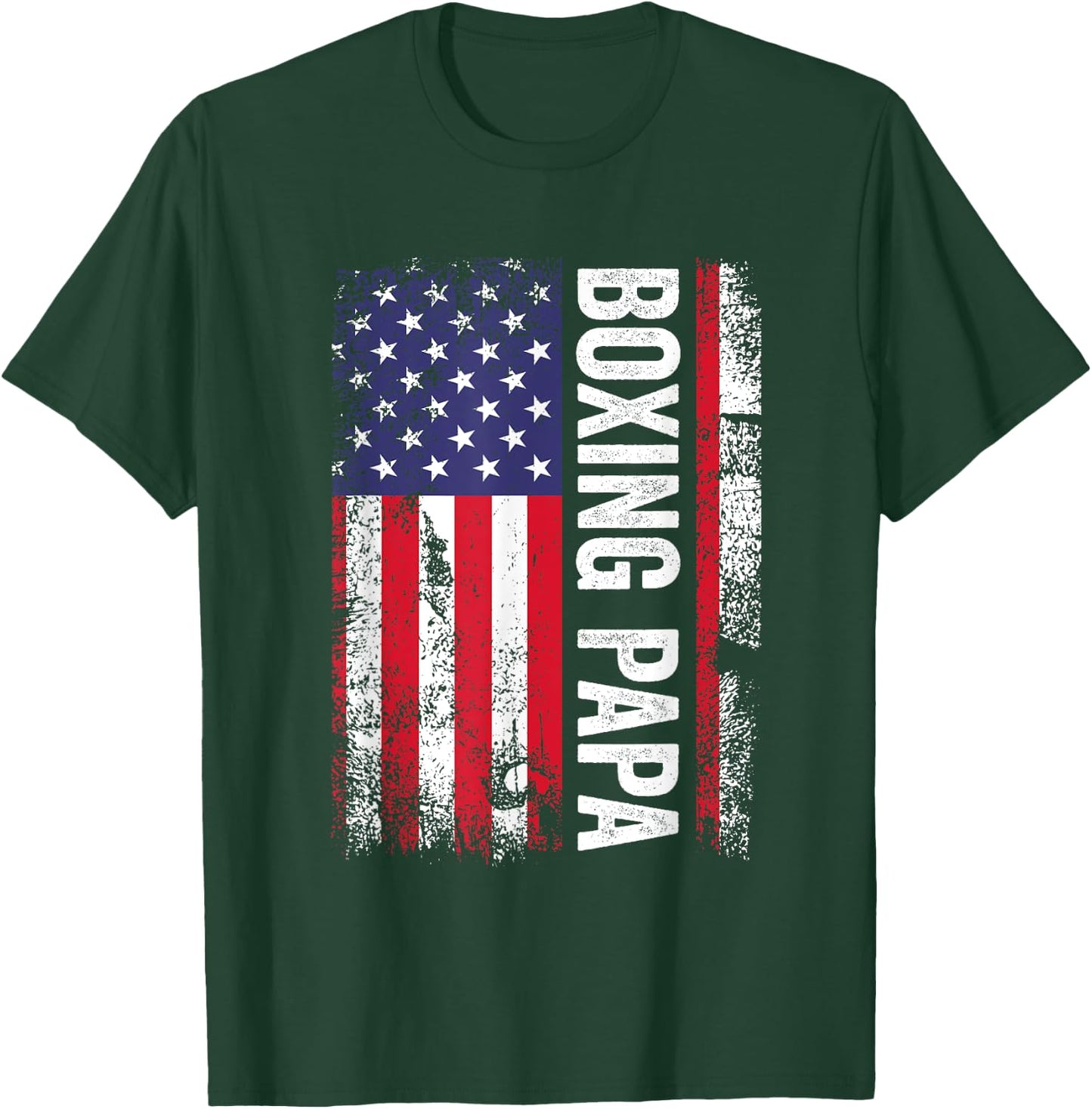 Boxing Papa American Flag USA Patriotic T-Shirt - T-Shirt | Forest