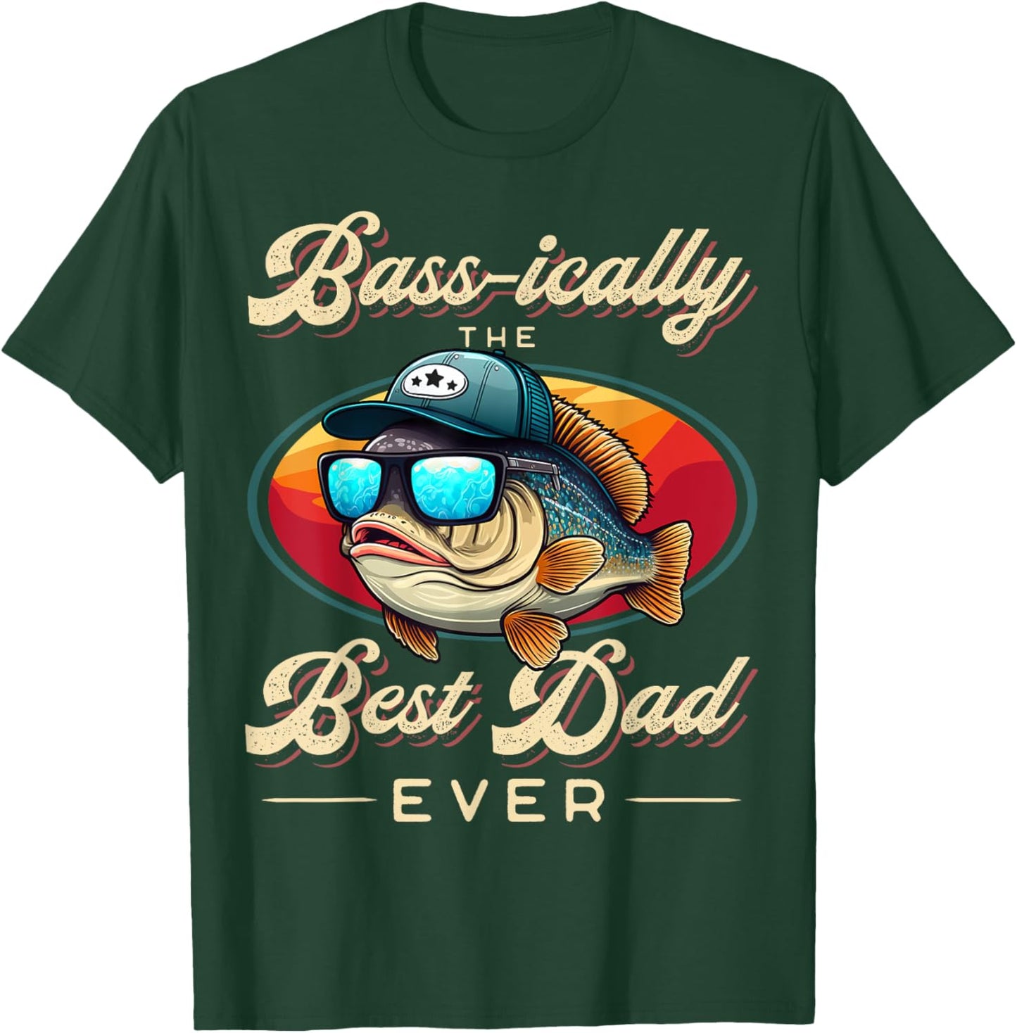 Funny Fishing Father's Day - Dad Fisherman Birthday Graphic T-Shirt - T-Shirt | Forest