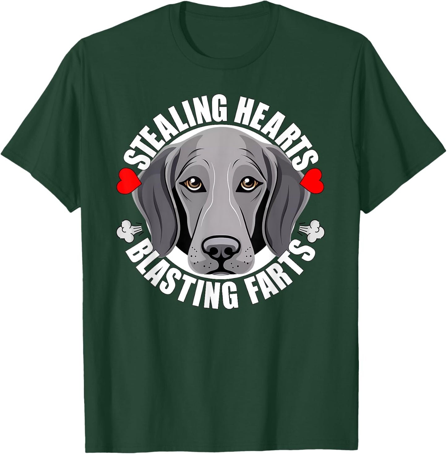 Funny Weimaraner Stealing Hearts Blasting Farts Puppy Dog T-Shirt - T-Shirt | Forest