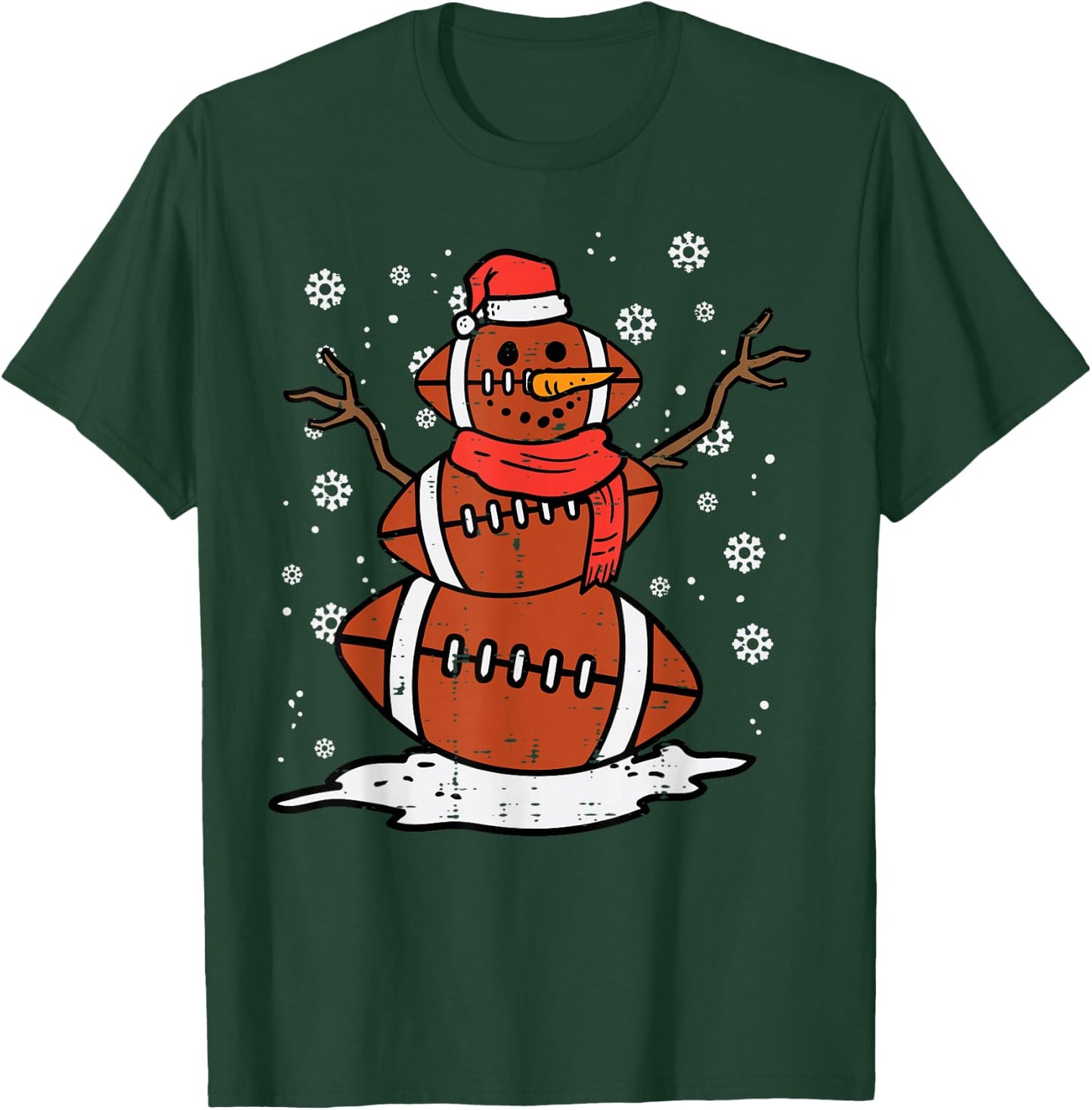 Christmas American Football Snowman Xmas Sport Men Boys Kids T-Shirt - T-Shirt | Forest