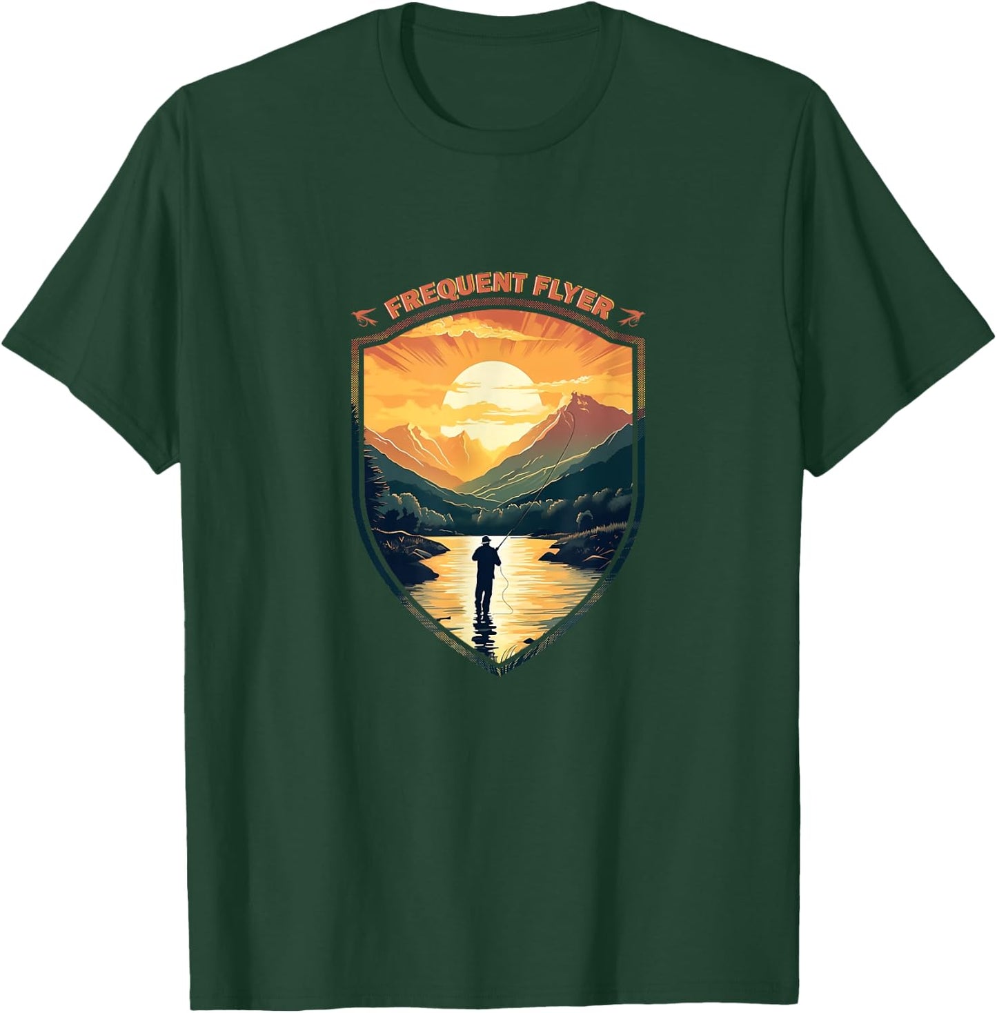 Frequent Flyer Vintage Angler Delight Fly Fisher Enthusiasts T-Shirt - T-Shirt | Forest