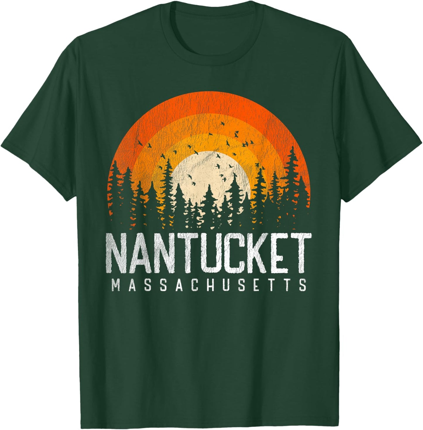 Nantucket Massachusetts MA Shirt Vintage 80s 90s Retro Gift T-Shirt - T-Shirt | Forest