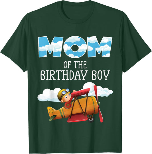 Mom of the Birthday Boy Little Pilot Family Matching T-Shirt - T-Shirt | Forest