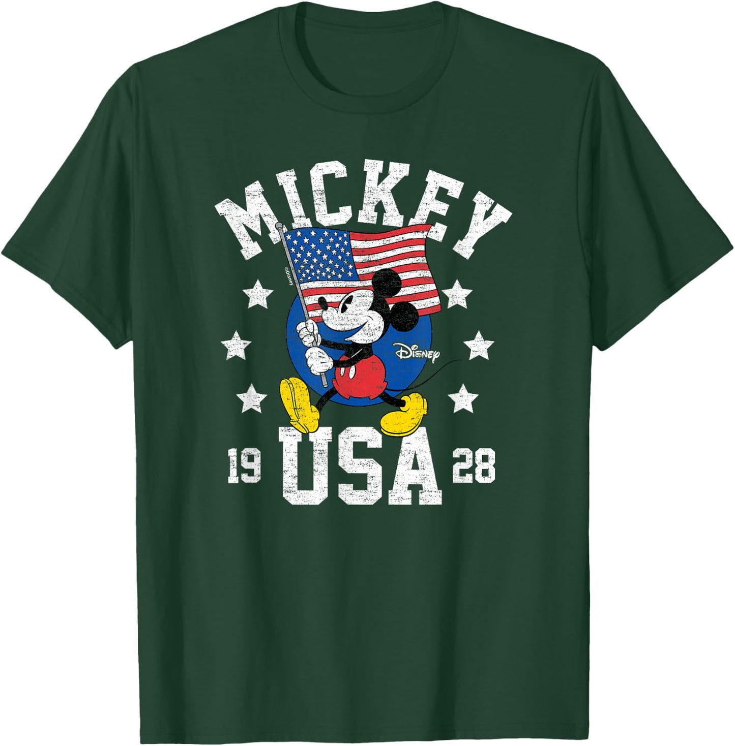 Mickey Mouse - Waving Flag USA with Stars T-Shirt - T-Shirt | Forest