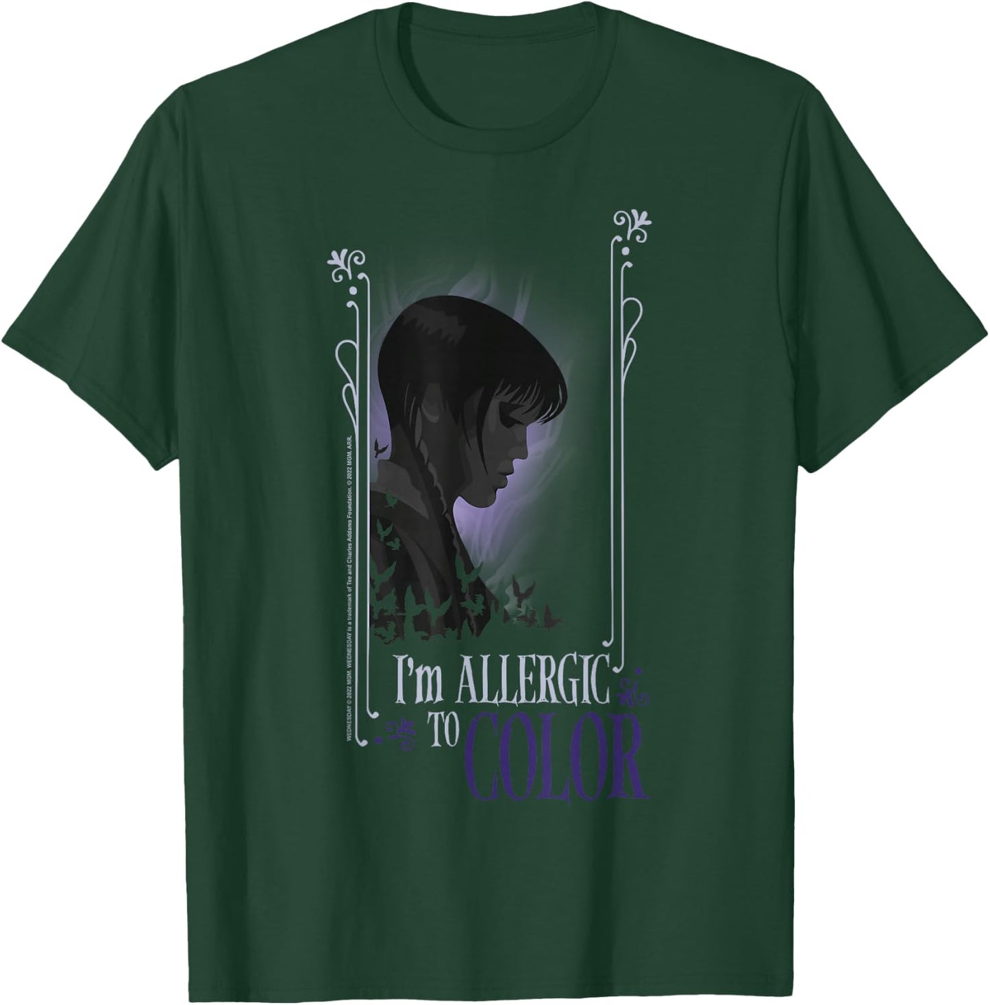 Wednesday I'm Allergic To Color Quote T-Shirt - T-Shirt | Forest