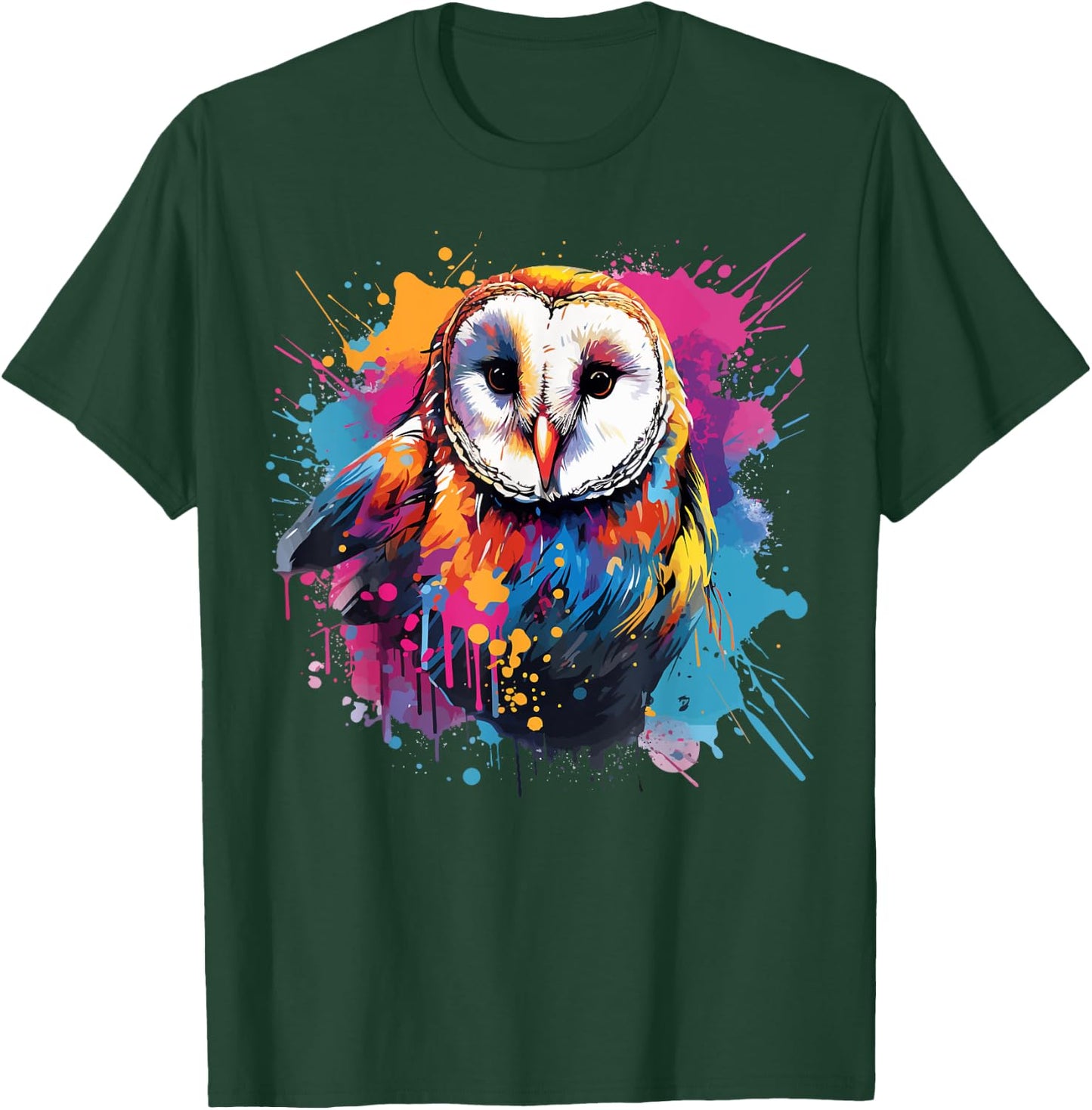 Splash Art Owls Lover Colorful Barn Owl T-Shirt - T-Shirt | Forest