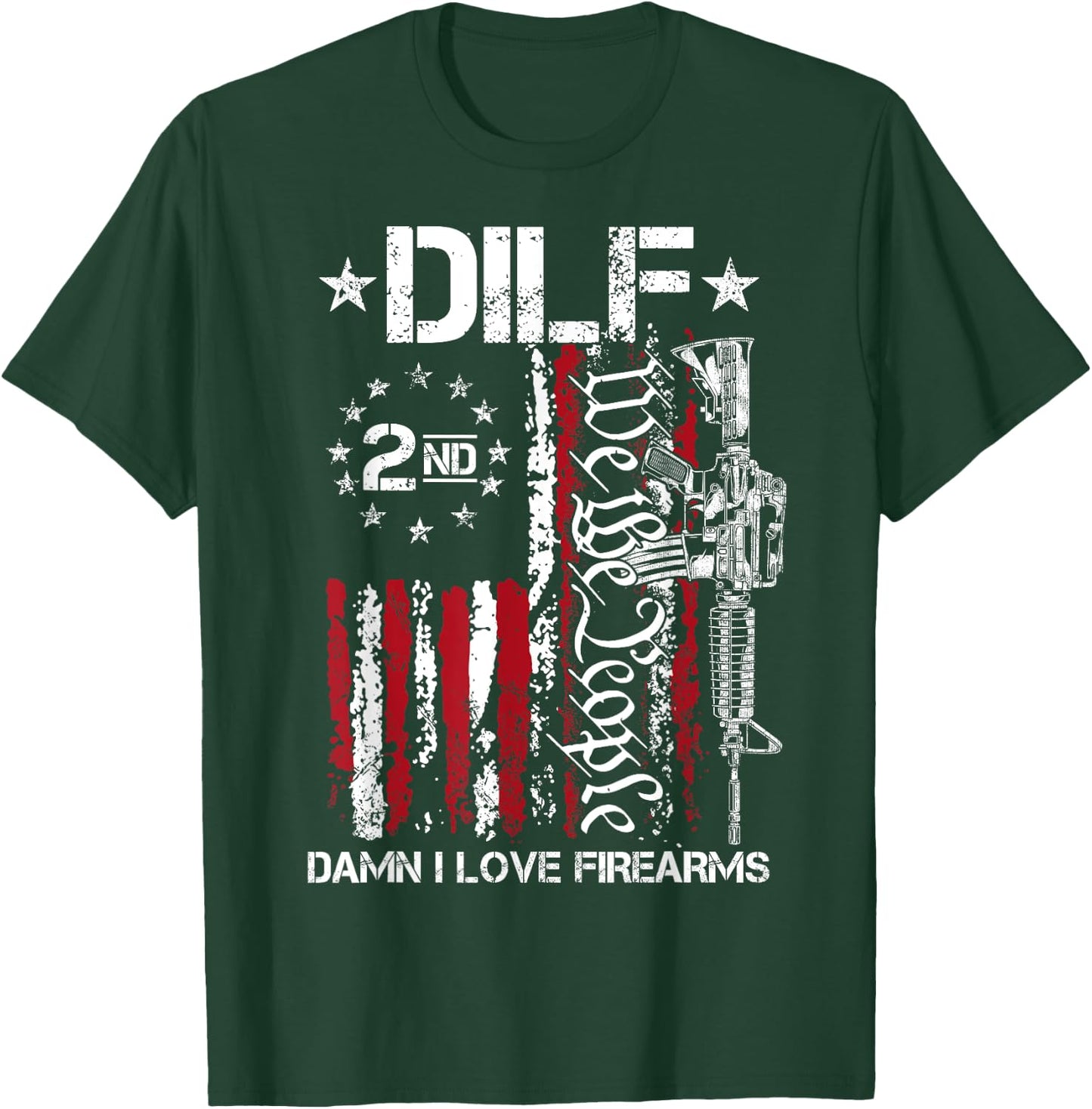 Funny DILF - Damn I Love Firearms Gun American Flag Men T-Shirt - T-Shirt | Forest