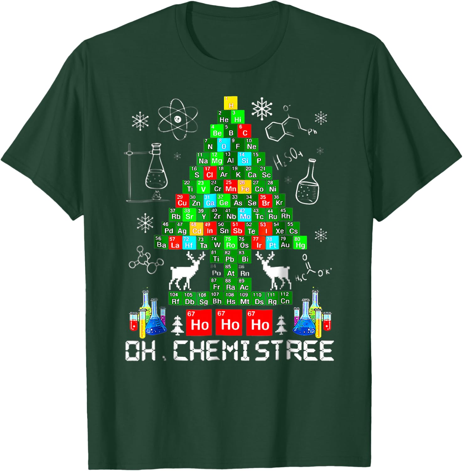 BORN Oh Chemistree Funny Science Christmas Tree Chemistry Chemist T-Shirt - T-Shirt | Forest