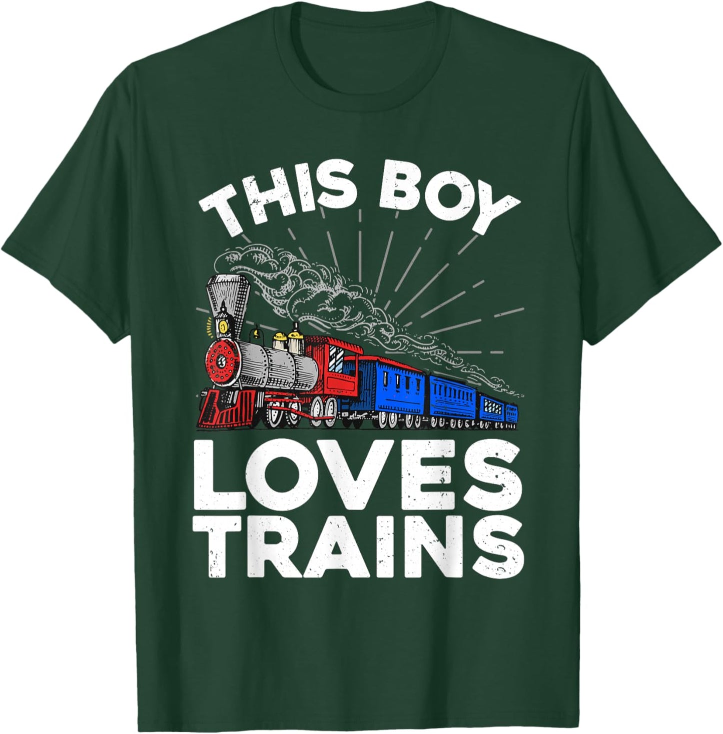 Cool Train Art For Boys Kids Toddlers Train Lovers Railroad T-Shirt - T-Shirt | Forest