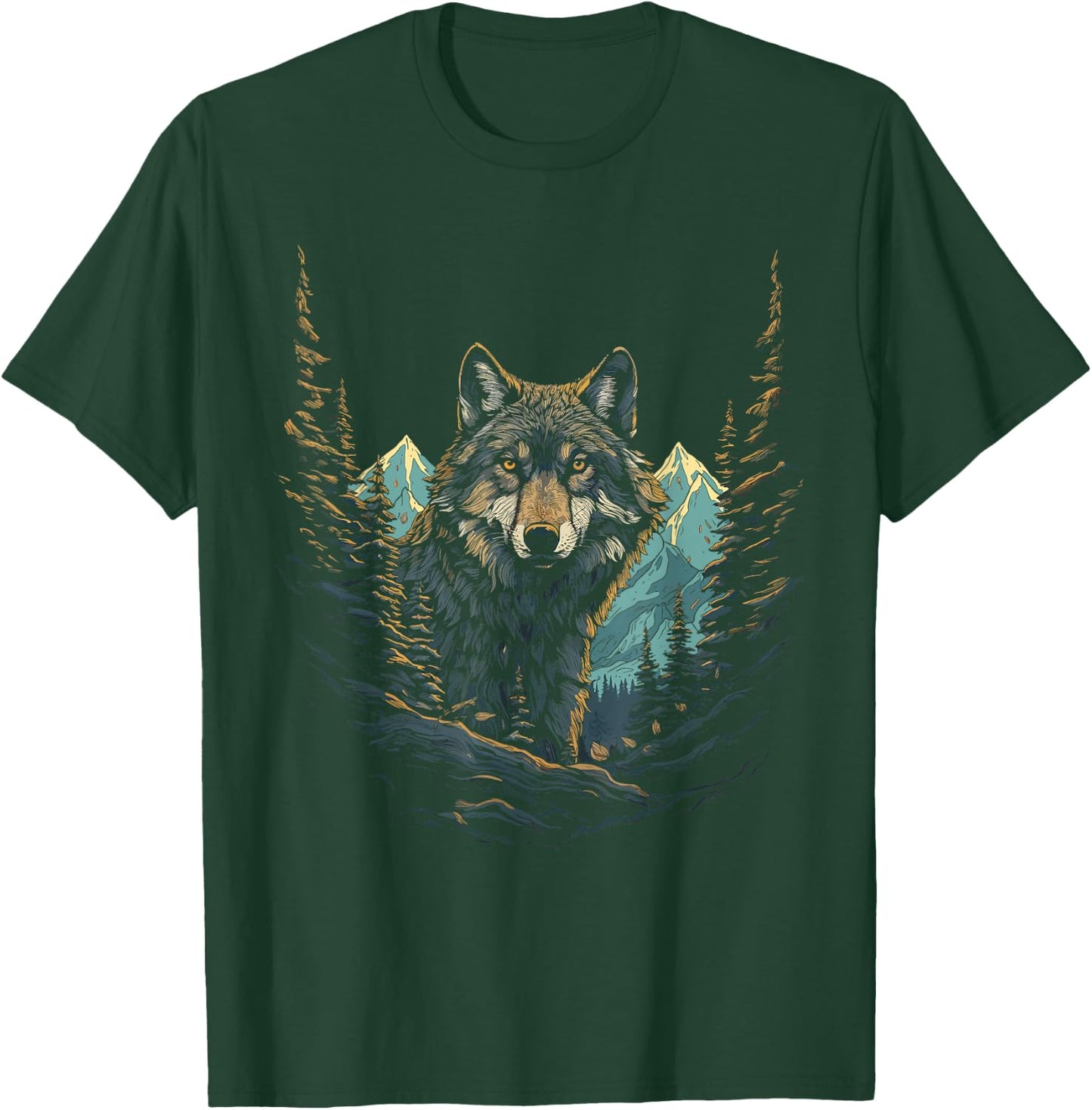 Wolf in Mountains, Forest Nature Art Women, Men T-Shirt - T-Shirt | Forest