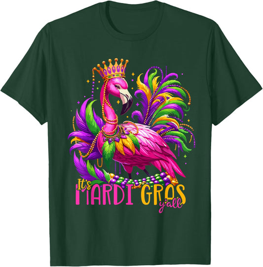 Its Mardi Gras Y'all Flamingo Costume Girls Women Mardi Gras T-Shirt - T-Shirt | Forest