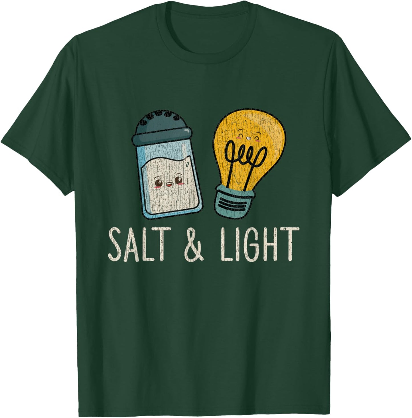 Vintage Cute Salt Light Bible Verse Matthew Proud Christian T-Shirt - T-Shirt | Forest