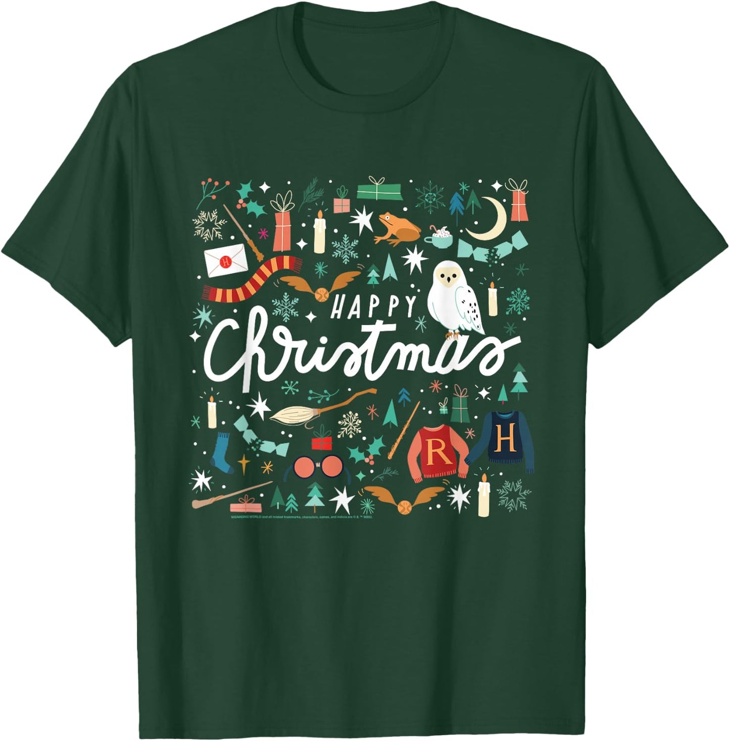Harry Potter Happy Christmas, Hedwig, Golden Snitch T-Shirt - T-Shirt | Forest