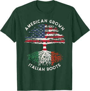 American Grown Italian Roots Family Tree Italy Flag Italian T-Shirt - T-Shirt | Forest