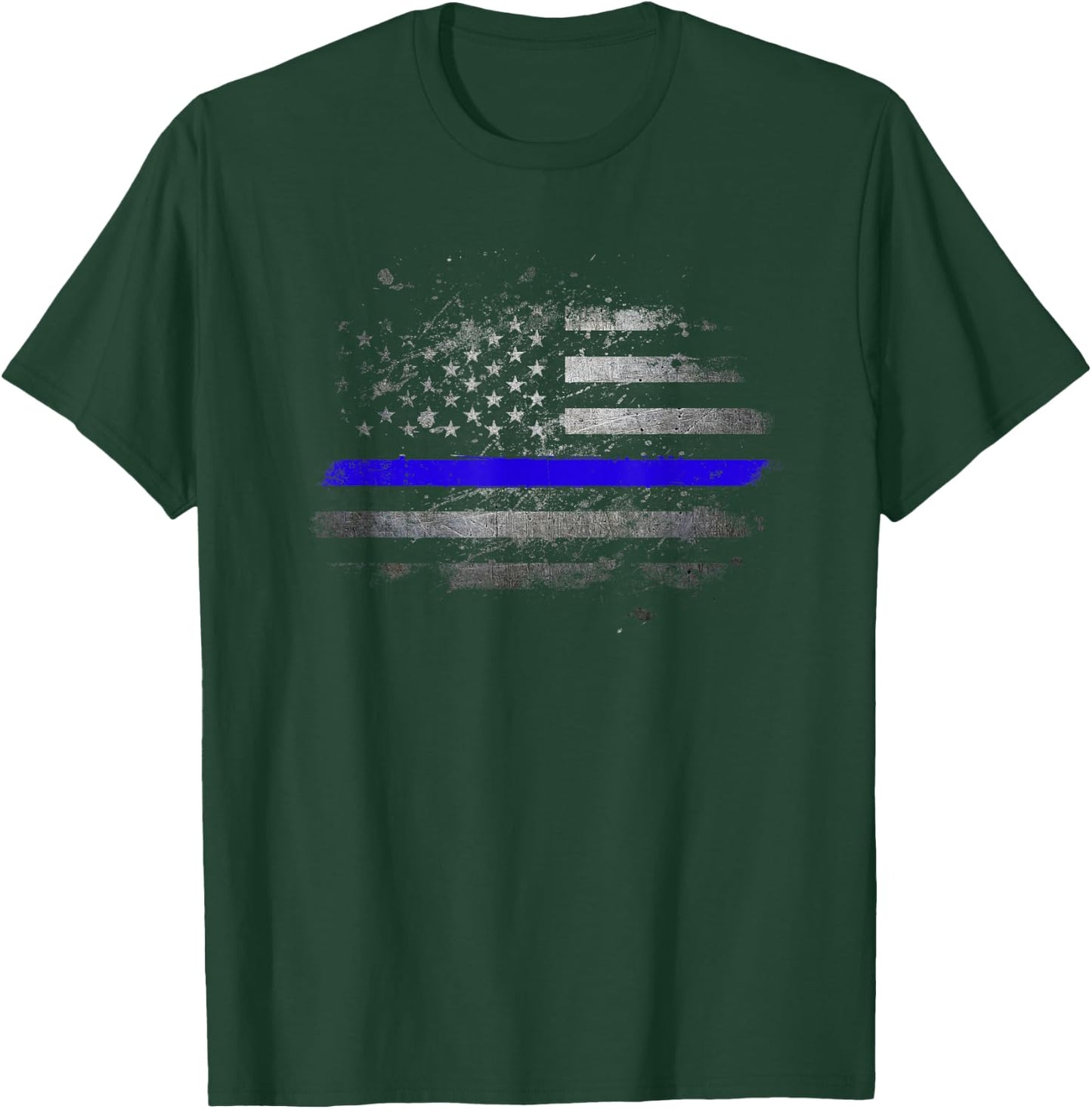 USA Flag Police Support Patriotic Law Enforcement Officer T-Shirt - T-Shirt | Forest