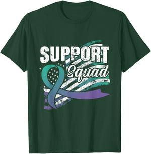 Anal Cancer Support Squad USA Flag Awareness Ribbon T-Shirt - T-Shirt | Forest