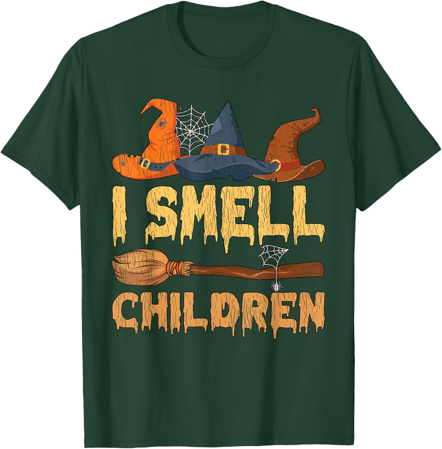 Vintage I Smell Children Hocus Pocus Witch Broom Halloween T-Shirt - T-Shirt | Forest