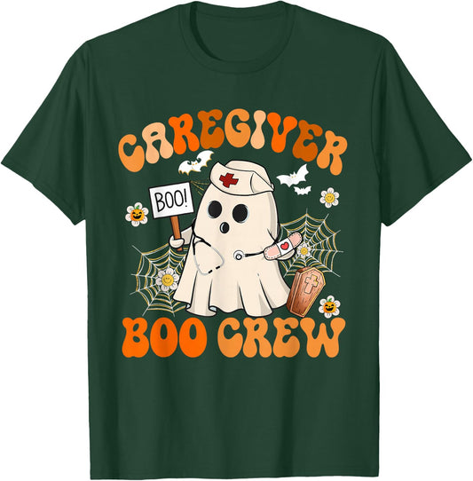 Caregiver Boo Crew Funny Ghost Halloween Costumes T-Shirt - T-Shirt | Forest