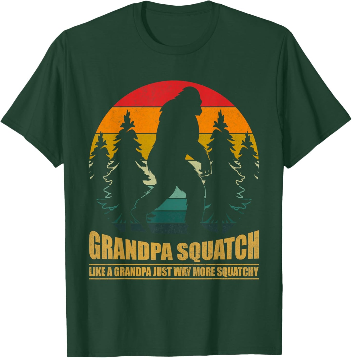 Bigfoot Grandpa Squatch Retro Funny Sasquatch Father’s Day T-Shirt - T-Shirt | Forest