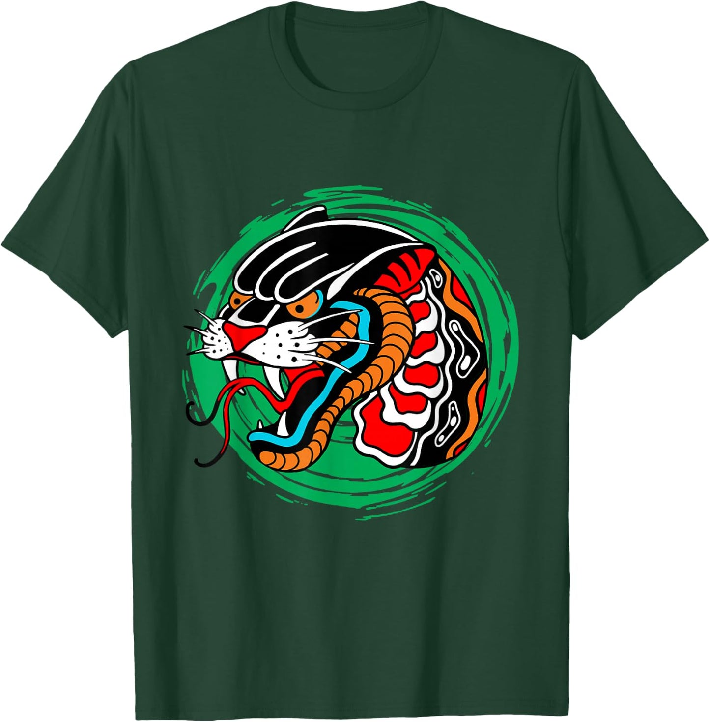 American Traditional Tattoo Old School Panther Snake Edgy T-Shirt - T-Shirt | Forest